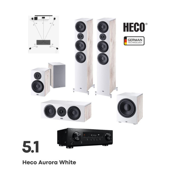 Heco Aurora White 5.1 Bundle Ηχεία Home Cinema με Ραδιοενισχυτή Pioneer VSX-534 (Σετ)- Heco Aurora White 5.1 Bundle Ηχεία Home Cinema με Ραδιοενισχυτή Pioneer VSX-534 (Σετ)-