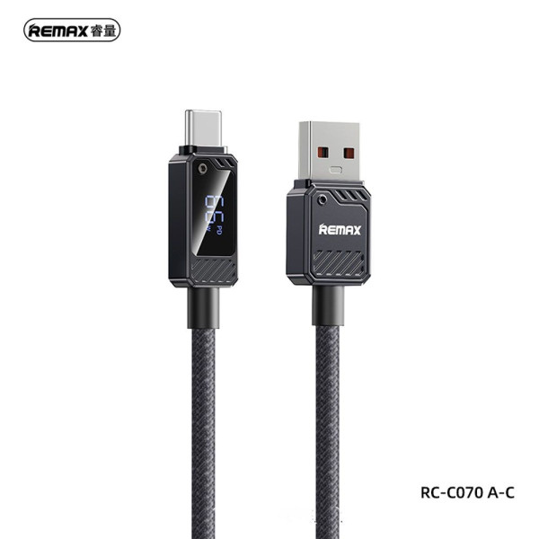 REMAX RC-C070_A-C USB-A to Type-C 66W Fast Charging Cable with Display REMAX RC-C070_A-C USB-A to Type-C 66W Fast Charging Cable with Display