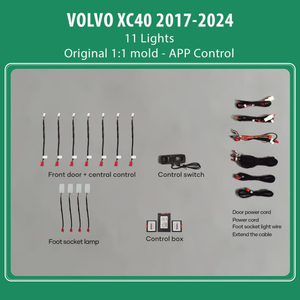 Digital iQ Ambient Light Volvo XC40 mod. 2018>, 11 Lights, 64 Colors Digital iQ Ambient Light Volvo XC40 mod. 2018>, 11 Lights, 64 Colors